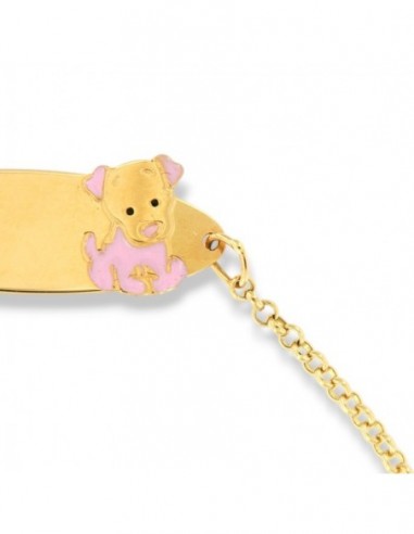 Bracciale Oro Giallo Neonato Piastra Centrale Cane [c4ed5b47]