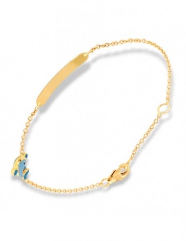 Bracciale Oro Giallo Piastra Centrale Delfino Blu [22541e0f]
