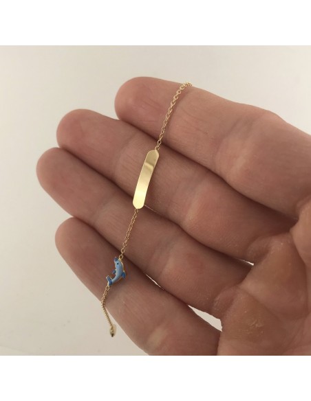 Bracciale Oro Giallo Piastra Centrale Delfino Blu [59415257]
