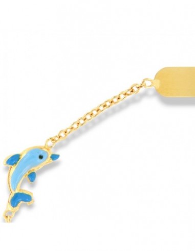 Bracciale Oro Giallo Piastra Centrale Delfino Blu [ee5c9353]
