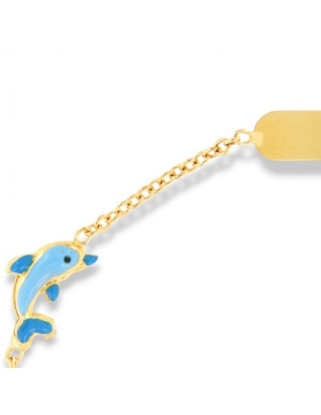 Bracciale Oro Giallo Piastra Centrale Delfino Blu [ee5c9353]