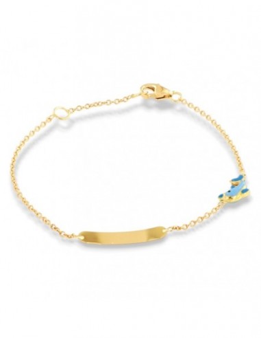 Bracciale Oro Giallo Piastra Centrale Delfino Blu [eb0cd44d]