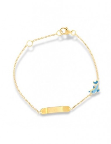 Bracciale Oro Giallo Piastra Centrale Delfino Blu [5c111549]