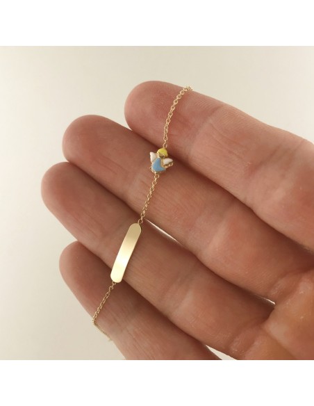Bracciale Oro Giallo Piastra Centrale Angelo Celeste [1d7c333d]