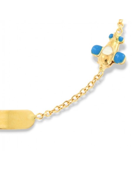 Bracciale Oro GIallo Piastra Centrale Aereoplano [80eee433]