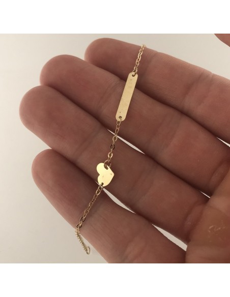 Bracciale Oro Giallo Neonato Cuore Piastra Centrale [769b5162]
