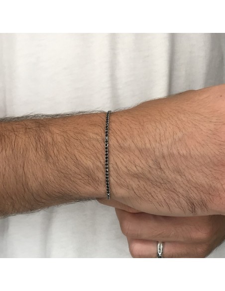 Bracciale Oro Bianco Tennis Zirconi Neri 2MM [e86db631]