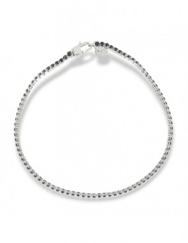Bracciale Oro Bianco Tennis Zirconi Neri 2MM [ed3df12f]