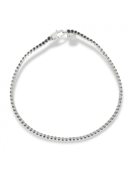 Bracciale Oro Bianco Tennis Zirconi Neri 2MM [ed3df12f]