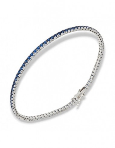 Bracciale Oro Bianco Tennis Zirconi Blu 2MM [6a154f7b]