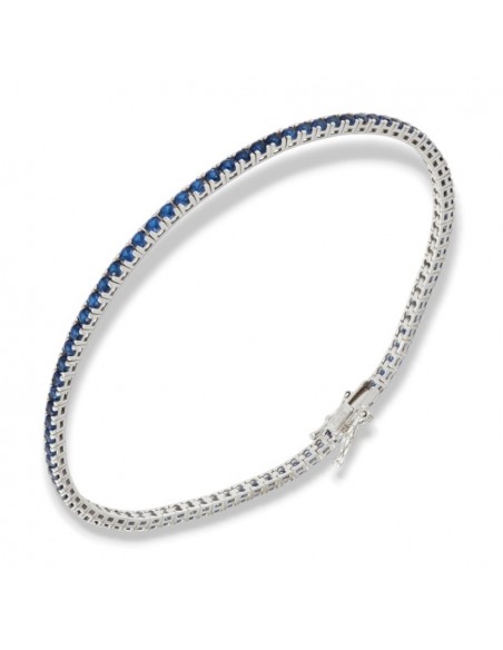 Bracciale Oro Bianco Tennis Zirconi Blu 2MM [6a154f7b]