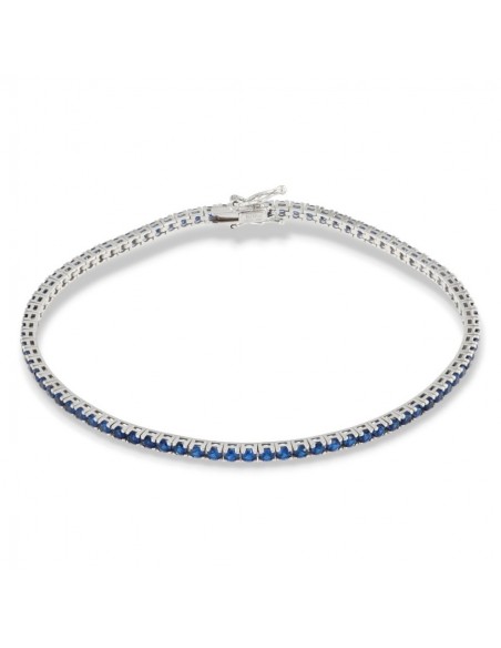 Bracciale Oro Bianco Tennis Zirconi Blu 2MM [8b5a5a44]