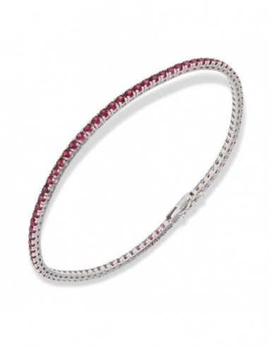 Bracciale Oro Bianco Tennis Zirconi Fucsia 2MM [b9249f8b]