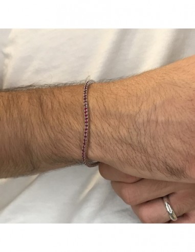 Bracciale Oro Bianco Tennis Zirconi Fucsia 2MM [3145ac8d]