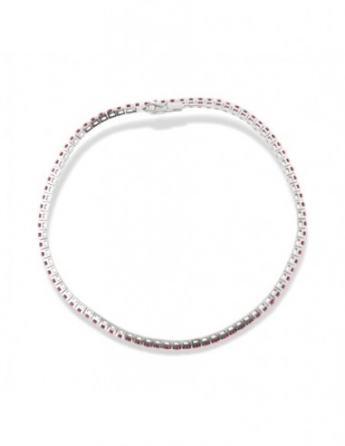 Bracciale Oro Bianco Tennis Zirconi Fucsia 2MM [83082a97]