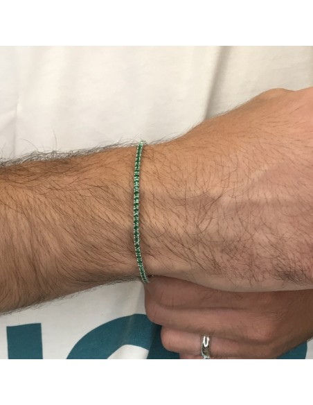 Bracciale Oro Bianco Tennis Zirconi Verdi 2MM [bebb045f]