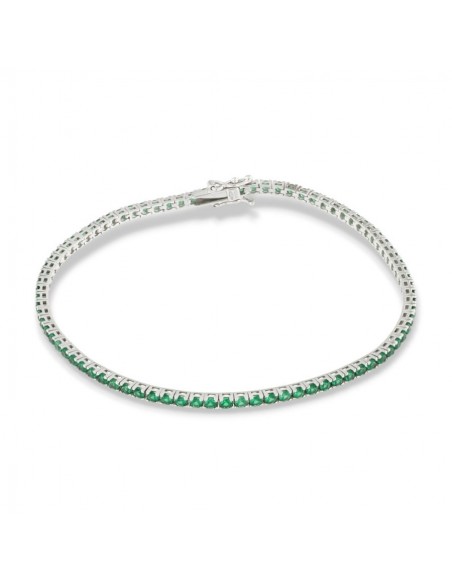 Bracciale Oro Bianco Tennis Zirconi Verdi 2MM [0cf68245]