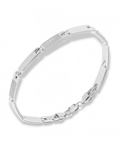 Bracciale Oro Bianco Maglie Rett. Greca Centrale [1ff572ec]