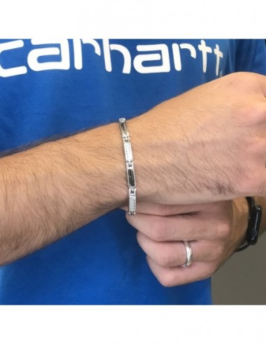 Bracciale Oro Bianco Maglie Rett. Greca Centrale [8bc144fe]