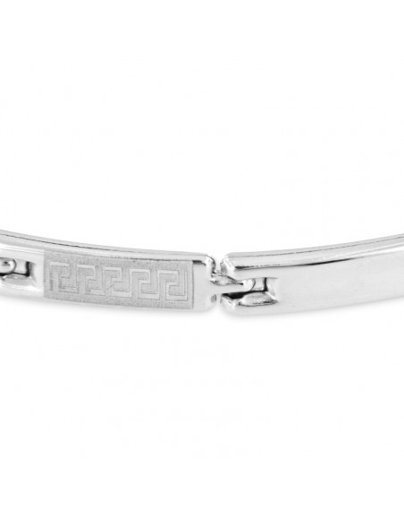 Bracciale Oro Bianco Maglie Rett. Greca Centrale [3cdc85fa]