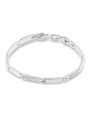 Bracciale Oro Bianco Maglie Rett. Greca Centrale [398cc2e4]