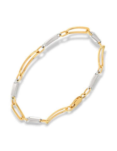 Bracciale Oro Giallo Piastre Forate Piastre Oro Bianco Lisce [134c0617]