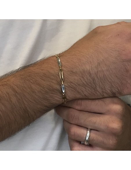 Bracciale Oro Giallo Piastre Forate Piastre Oro Bianco Lisce [d0af63bf]
