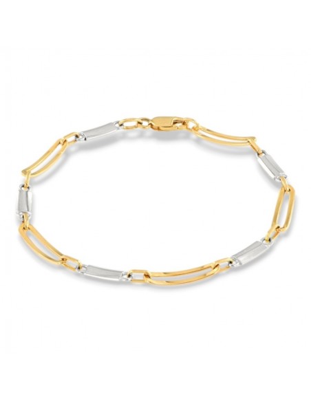 Bracciale Oro Giallo Piastre Forate Piastre Oro Bianco Lisce [62e2e5a5]