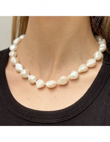 Collana Perla Bianca Scaramazza 24PZ Chiusura Oro Giallo [8d8c8f92]