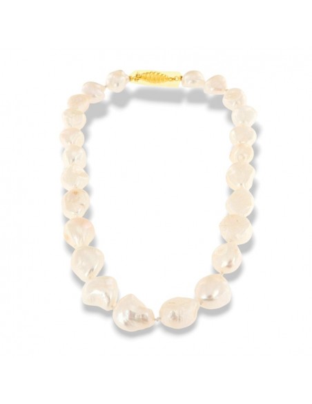 Collana Perla Bianca Scaramazza 24PZ Chiusura Oro Giallo [88dcc88c]