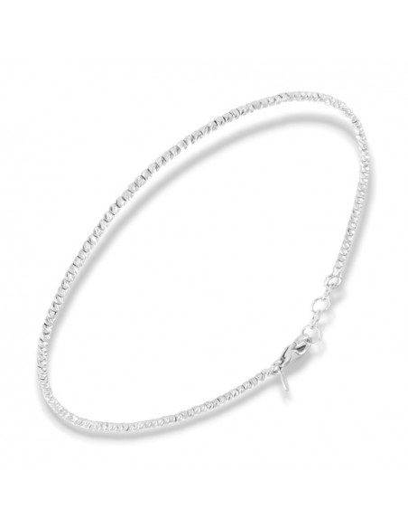 Bracciale Oro Bianco Sfere Sfaccettate Rigate 1,50MM [01c997ad]
