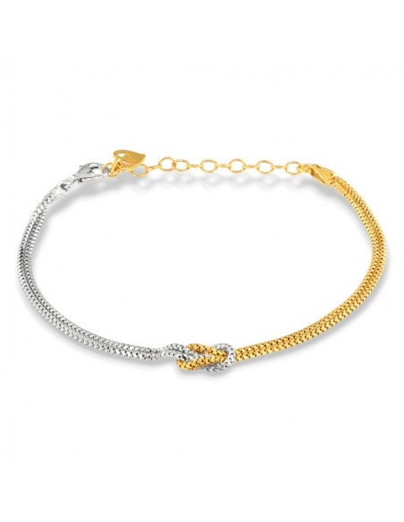 Bracciale Argento Rodiato Maglia Veneziana Nodo Argentato Dorato [65b8ca78]