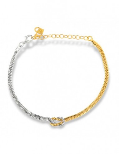 Bracciale Argento Rodiato Maglia Veneziana Nodo Argentato Dorato [d2a50b7c]