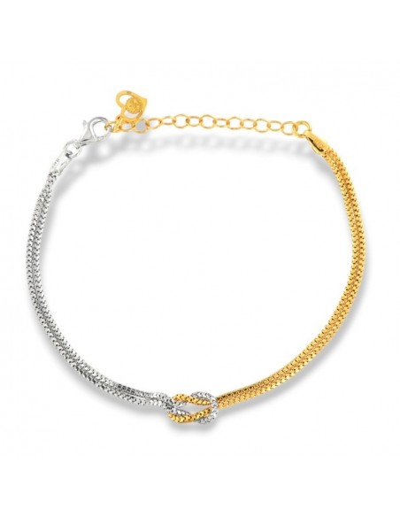 Bracciale Argento Rodiato Maglia Veneziana Nodo Argentato Dorato [d2a50b7c]