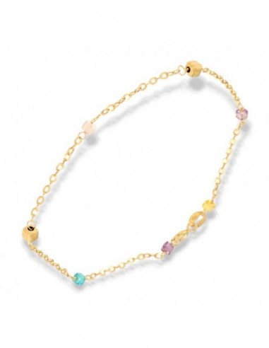 Bracciale Oro Giallo Catena Pepite Quadrate Colorate [13fb1bd6]