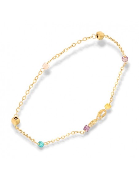 Bracciale Oro Giallo Catena Pepite Quadrate Colorate [13fb1bd6]