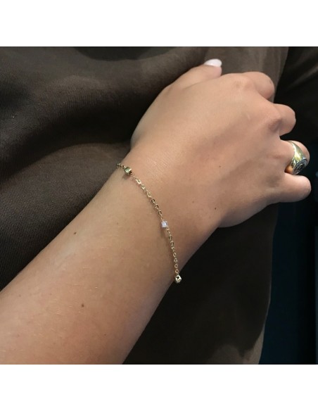 Bracciale Oro Giallo Catena Pepite Quadrate Colorate [7b876c64]
