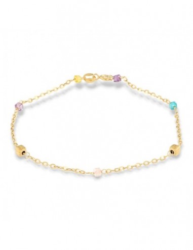 Bracciale Oro Giallo Catena Pepite Quadrate Colorate [c9caea7e]