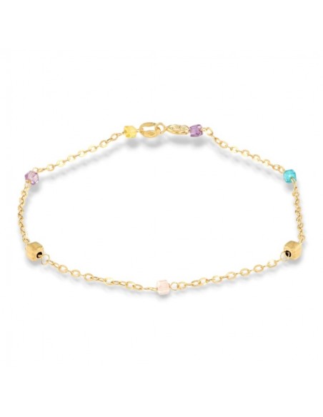Bracciale Oro Giallo Catena Pepite Quadrate Colorate [c9caea7e]