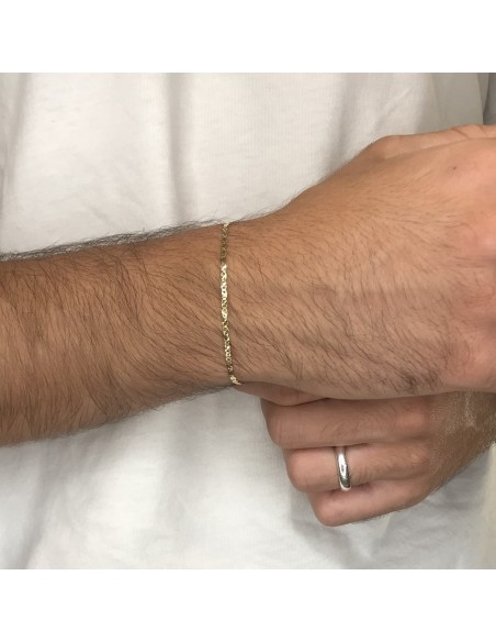 Bracciale Oro Giallo Maglia Marina Schiacciata Sfaccettata [15351b04]