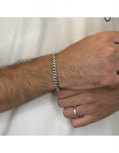 Bracciale Oro Bianco Grumetta Cubana 21CM [51ae6aee]