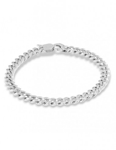 Bracciale Oro Bianco Grumetta Cubana 21CM [5edda9bc]