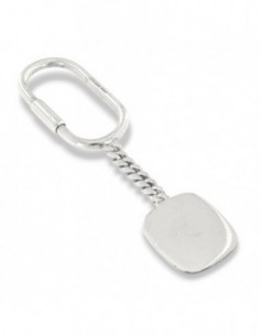 Portachiavi Argento Rodiato Piastra Liscia [a5812ec3]