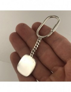 Portachiavi Argento Rodiato Piastra Liscia [a5812ec3] 2