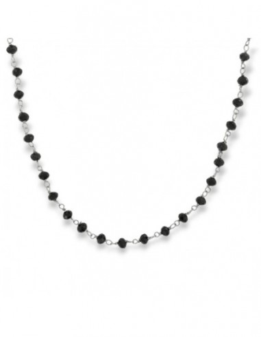 Collana Argento Rodiato Rosario Sfere Nere Sfaccettate [e3c683a3]