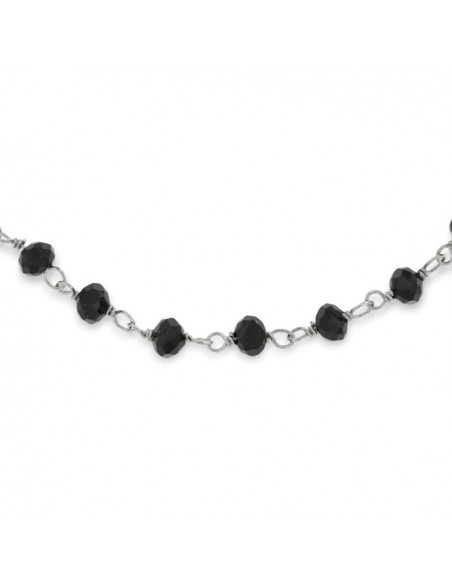 Collana Argento Rodiato Rosario Sfere Nere Sfaccettate [e66dc1b8]