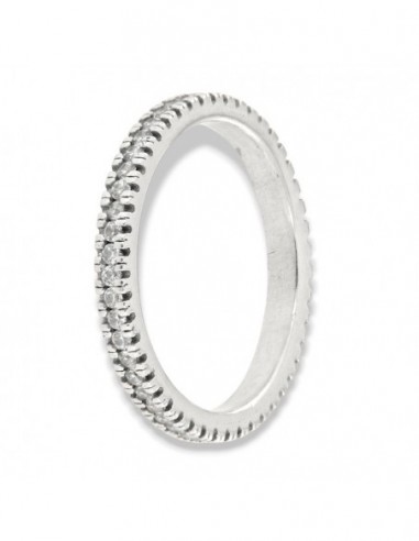 Anello Argento Rodiato Eternity Zirconi Bianchi 1MM [248b1dbd]
