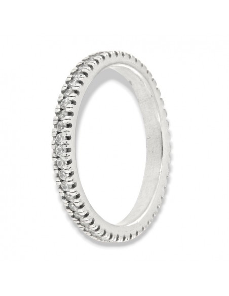 Anello Argento Rodiato Eternity Zirconi Bianchi 1MM [248b1dbd]