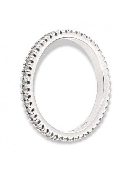 Anello Argento Rodiato Eternity Zirconi Bianchi 1MM [90c11d8d]