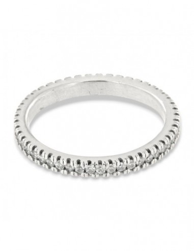 Anello Argento Rodiato Eternity Zirconi Bianchi 1MM [fefa9f84]